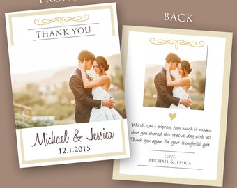 Wedding Thank You Card Template - Wedding Thank You Cards with Photo, Wedding Thank You Sign, Wedding Thanks, PSD (Instant Download)