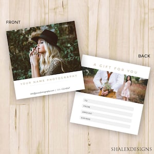 Modèle de certificat-cadeau de photographie - modèle de carte-cadeau, pour les photographes, carte-cadeau client - modèle Photoshop PSD * TÉLÉCHARGEMENT INSTANTANÉ *