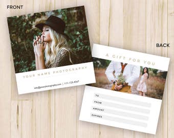 Photography Gift Certificate Template - Gift Card Template, for Photographers, Client Gift Card - Photoshop Template PSD *INSTANT DOWNLOAD*