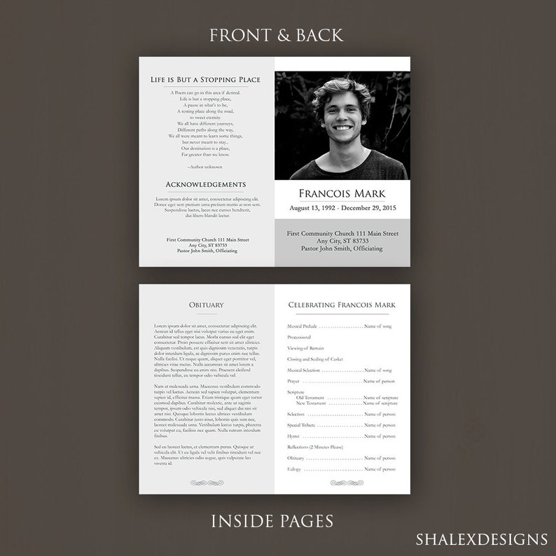 Funeral Program Template Memorial Program Template, Funeral Card, Funeral Service, Church Service Photoshop PSD INSTANT DOWNLOAD image 3