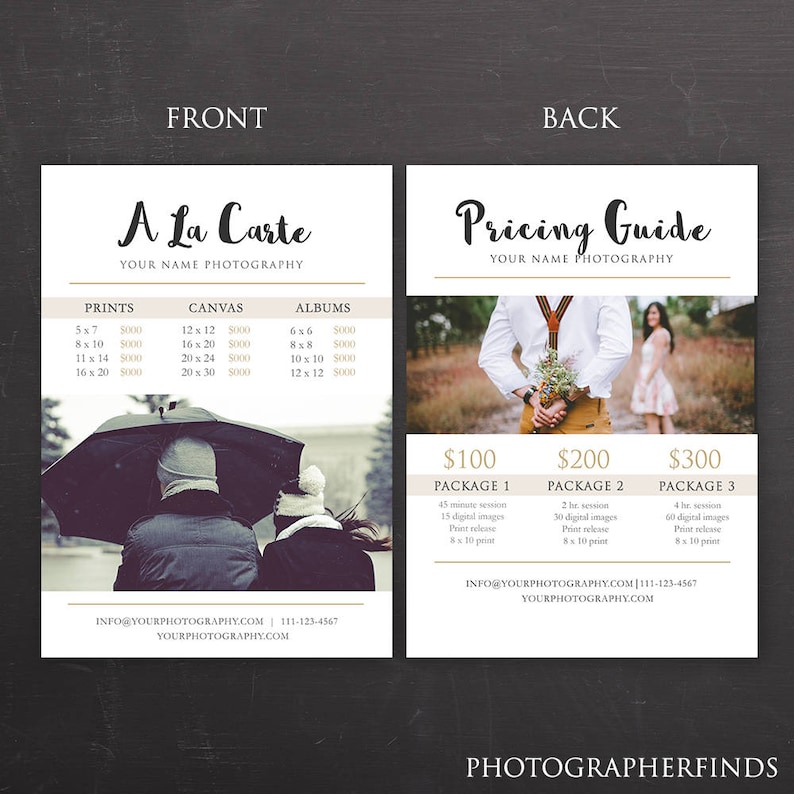 Photography Pricing Guide Template Photo Pricing Guide Etsy