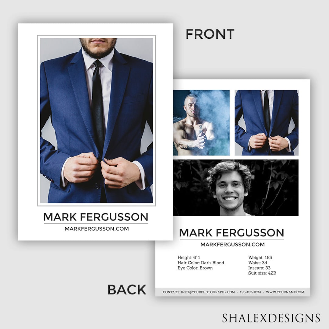 Male Modeling Comp Card Template Model Comp Card, Modeling Comp Card ...