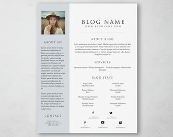 1-Page Blog Media Kit Template - Microsoft Word Doc *INSTANT DOWNLOAD*