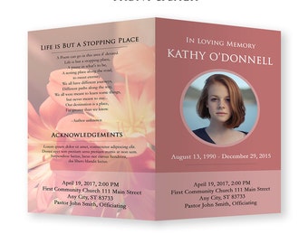 Funeral Template - Funeral Program Template, Memorial Card Template, In Loving Memory, Obituary Template, Photoshop PSD *INSTANT DOWNLOAD*