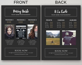Photography Pricing Guide Template (5" x 7") - Photographer Pricing List, Studio Price List - Photoshop PSD *Instant Download*