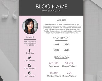 Blogger Media Kit Template - Blog Media Kit Template, Media Kit, Blogger Kit, Media Kit for Bloggers, Photoshop PSD *INSTANT DOWNLOAD*