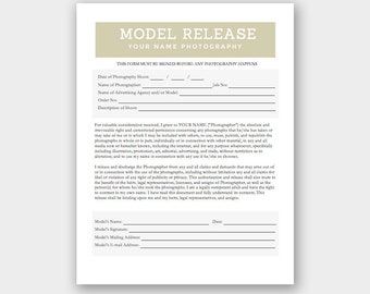 Model Release Form - Photography Template for Photographers - MS Word *Instant Download*