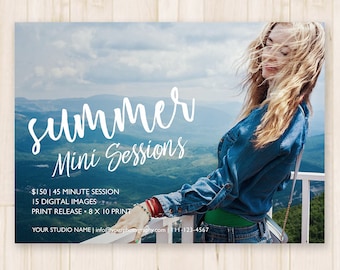 Summer Mini Sessions Template - Photography Marketing, Photographer Booking Ad, Summer Minis Photoshop Template PSD *INSTANT DOWNLOAD*