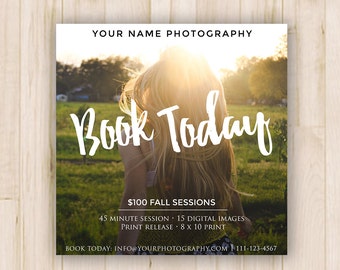 Fall Mini Sessions Template - Fall Minis, Fall Minis Booking Ad, Photographer Mini Sessions - Photoshop Template *INSTANT DOWNLOAD*