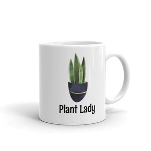 Plant Lady, plant mug, plant lover, plants, gifts for her, 11oz or 15oz, drinkware, Ceramic, White Glossy Mug