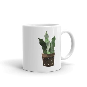 Plant mug, Crispy Wave plant, mugs, gender neutral gift, plant lover, nature, gardener, 11oz and 15oz, white glossy mug