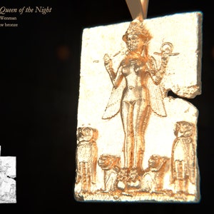 ISHTAR, Queen of the Night necklace pendant Gold, Silver, Bronze, Platinum, Ancient Babylonian Artifact Jewelry, Lilith, Pagan image 1