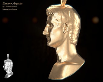 EMPEROR AUGUSTUS necklace pendant | Gold, Silver, Bronze, Platinum, Ancient Roman Artifact Jewelry, Roman, Rome, Caesar, Pagan, Cameo