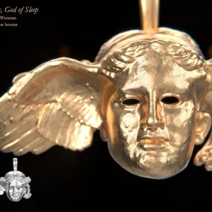 HYPNOS, God of Sleep necklace pendant | Gold, Silver, Bronze, Platinum, Ancient Greek Artifact Jewelry, Greek, Pagan, Cameo