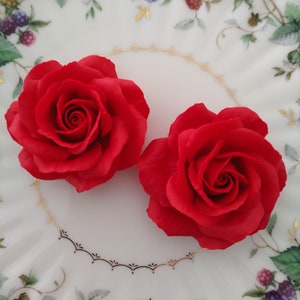 Polymer clay flower rose, red rose decor, made to order, wedding favors, party favors, coastal wedding, bridesmaid gifts, jewelry