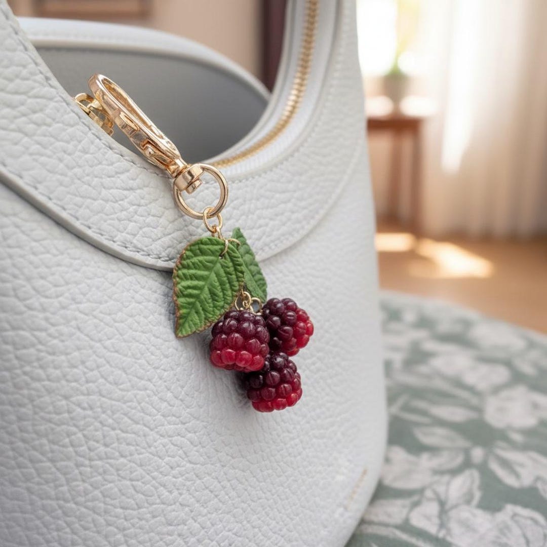 Two Raspberries Keychain Handmade Raspberry Bag Charm, Kawaii Raspberry Keychain, Purse Charm - Etsy