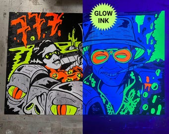 Bat Country Screen Print – Psychedelic Fear & Loathing Fan Art | Hand-Pulled | Glow in the Dark Ink
