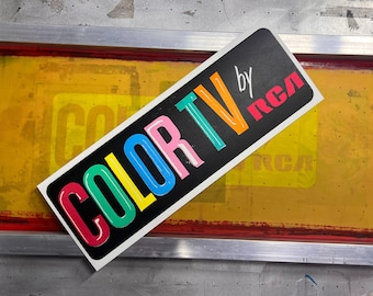 Vintage RCA Color TV Neon Sign Art Print – Hand Screen Printed Retro Americana