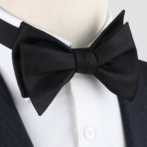 SELF TIE Noir Microfibre Nœud papillon Dénoué Nœud papillon Homme Nœud papillon Mariage Groomsman Nœud papillon Homme Cadeau pour papa Groomsmen Groom Cadeau