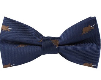 Triceratops Dinosaur Bow Tie for Him | Jurassic Park Lover Fun Bowtie for Men | Dinosor Bow Ties Groomsmen Groomsman | Fun Quirky Bowties