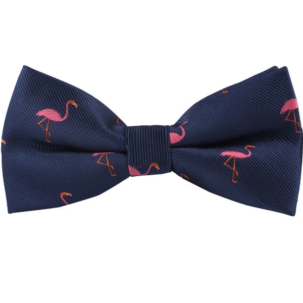 Pink Flamingo Bow Tie for Him | Blue Pink Fun Bowtie for Men | Flamingos Bird Lover Men Bow Ties Groomsmen Groomsman | Fun Quirky Wedding