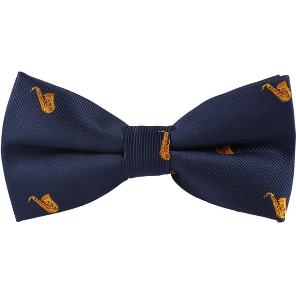 Saxophone Jazz Musician Bow Tie for Him | Sax Music Lover Fun Bowtie for Men | Musican Bow Ties Groomsmen Groomsman | Fun Quirky Bowties