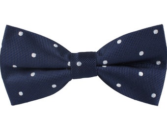 Navy White Polka Dot Bow Tie Mens Poka Dot Bow Ties for Men Bowties Wedding Bow Ties for Groomsmen Groomsman