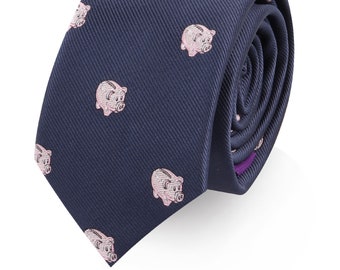 Alcancía Corbata delgada Cerdo Corbata de hombre Corbata animal / Regalo de dinero del banquero para él / Inversión lazos de inversor / Corbata de colega de trabajo