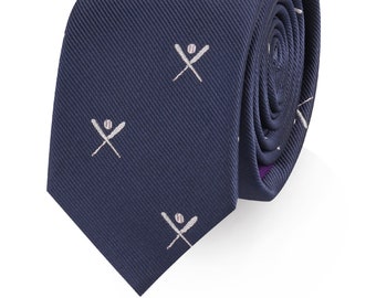 Baseball Cross Fan Skinny Tie Mens Necktie MLB Sports Tie | Birthday Gift for Him | Groomsmen Wedding Ties | Work Colleague Tie