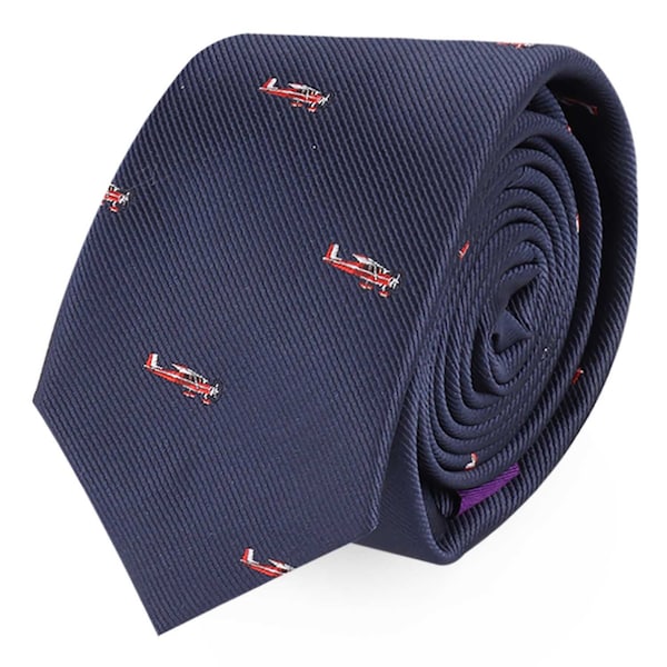 Aeroplane Red Tie for Him | Aircraft Pilot Flight Instructor Gift for Men Captain Airplane Tie for Him | Plane Neckties for Men