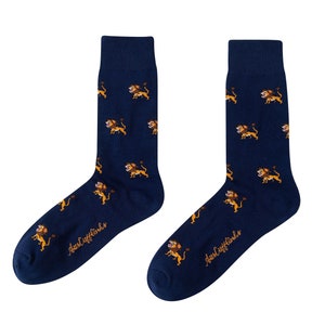 Lion Socks for Men King of the Jungle Happy Socks Animal Lover Socks for Men Groomsmen Wedding Socks Christmas Gift Socks image 1