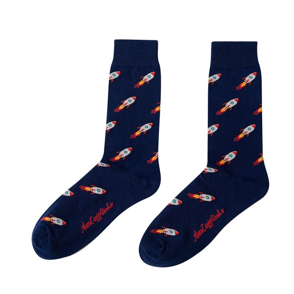 Vaisseau fusée L’astronaute spatial Galaxy chaussettes pour lui | Univers Interspace Cadeau pour Homme | Jeux informatiques extraterrestres Xbox cadeau de Noël pour lui