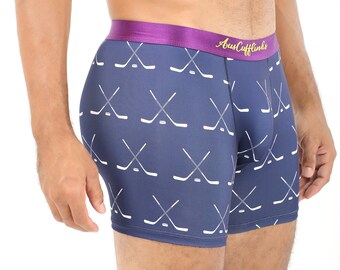 Crossed ICE HOCKEY Player Undies Underwear | Sports Fan Briefs | Jocks Boxers Him | Groomsmen Wedding Underwear | Undies Gift for Dad Xmas