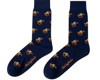 Horse Racing Socks for Men | Equestrian Rider | Animal Lover | Horse Pony Racing | Jockey Mens Happy Socks | Novelty Socks Xmas Gift Him