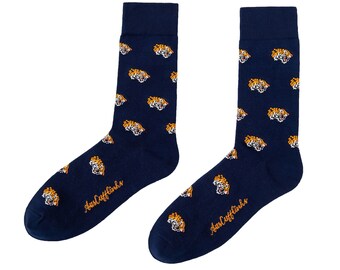 Tiger Animal Socks for Mens Animal Socks | Big Cat Stripes Gift for Him | Work Colleague | Jungle Xmas Gift | Animal Lover Park