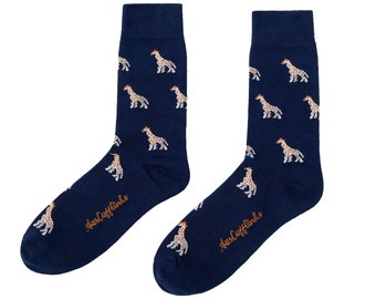 Giraffe Animal Socks for Men | Animal Happy Socks | Safari Jungle Lover Socks for Men | Groomsmen Wedding Socks | Christmas Gift Socks