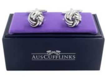 Silver Knot Cufflinks for Men Gift for Him Groomsman Wedding Cufflinks Groomsmen