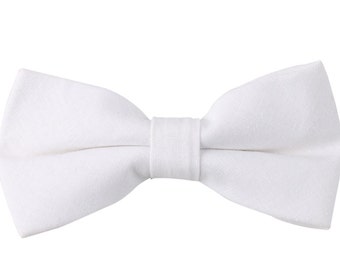 White Bow Tie Linen & Cotton Bow Tie Mens Bow Tie Husband Gift Groomsmen Bow Tie Mens Gift for Dad Groomsmen Gift Groom Gift for Him