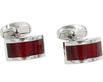 Ruby Stone Red Cufflinks  | 5 Year Warranty | Cufflinks Box Inc | Premium Cuff Links | Gift for Men or as Groomsmen Gifts | His Cufflinks