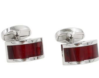 Ruby Anniversary Gift for Husband | Red Ruby Cufflinks | Premium Cuff Links & Gift Box Included |  Wedding Gift for Men | 5 Year Warranty