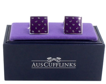 Boutons de manchette violets Boutons de manchette Prune Premium | Cadeau pour hommes ou garçons d’honneur Cadeaux | Boutons de manchette de mariage