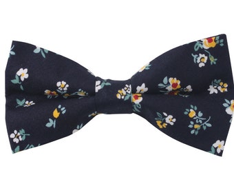 Navy Floral Bow Tie Cotton Bow Tie Mens Bow Tie Husband Gift Groomsmen Bow Tie Mens Gift for Dad Groomsmen Gift Groom Gift Him