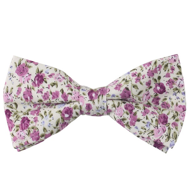 Purple Pink Floral Bow Tie Cotton Bow Tie Mens Bow Tie Husband Gift Groomsmen Bow Tie Mens Gift for Dad Groomsmen Gift Groom bowtie
