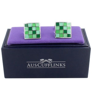 Coral Green Cufflinks Premium Cuff Links Gift for Men or as Groomsmen Gifts Square Cufflinks 5 Yr Warranty Cufflinks Box Inc image 1
