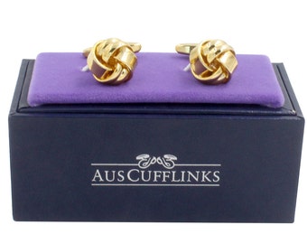 Gold Knot Cufflinks | Golden Cuff Links | Groomsmen Cufflinks | 21st Birthday Gift | Cufflinks Gift Box Included | Comes with 5 Yr Warranty!