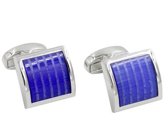 Purple Blue Cufflinks | Mens Cuff Links for Groomsmen | Gift Box Included | Comes with 5 Yr Warranty!