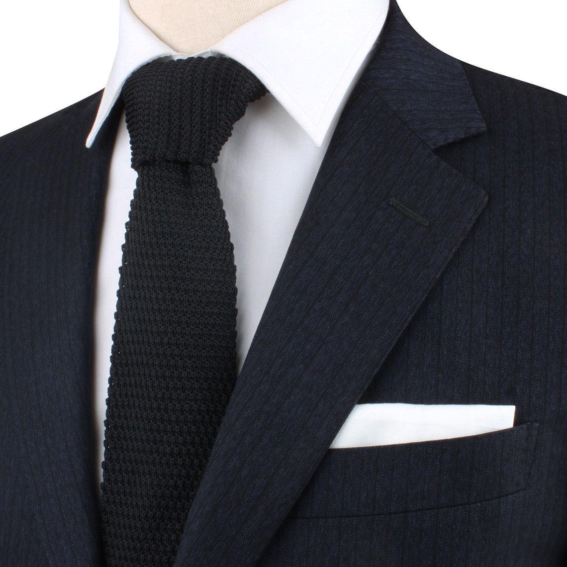 Black Knit Tie Mens Jet Black Knitted Tie Husband Gift Etsy