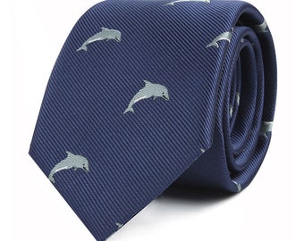 Dolphin Ties for Him | Sea Animal Lover Neckties for Men | Birthday Gift for Him | Work Colleague Going Away Gift for Him | Fathers Day Tie