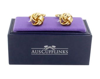 21st Birthday Gift for Him | Gold Knot Cufflinks | Golden Cuff Links | Cufflinks Gift Box Included | Comes with a 5 Year Warranty!