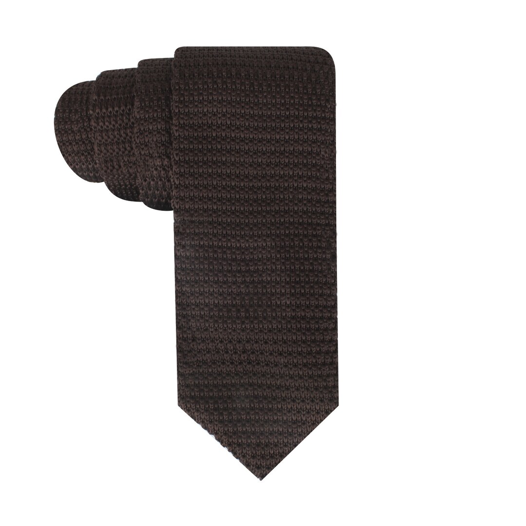Knitted Brown Knit Tie for Weddings Mens Dark Brown Ties for Men